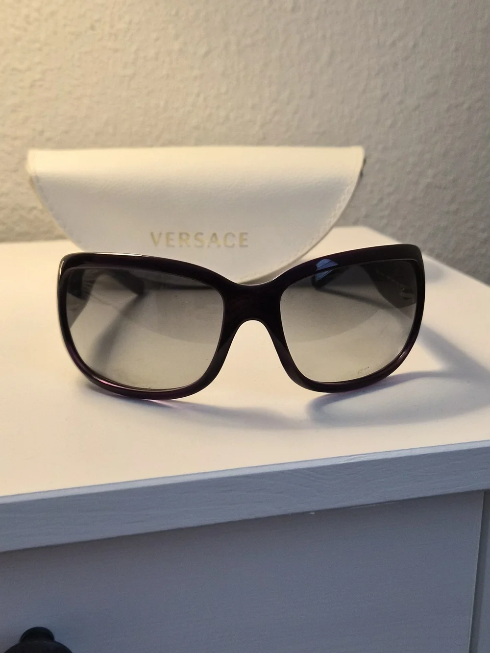 Early 2000s Versace Women's Y2K Dark Brown Sunglasses with case MOD. 4132-B